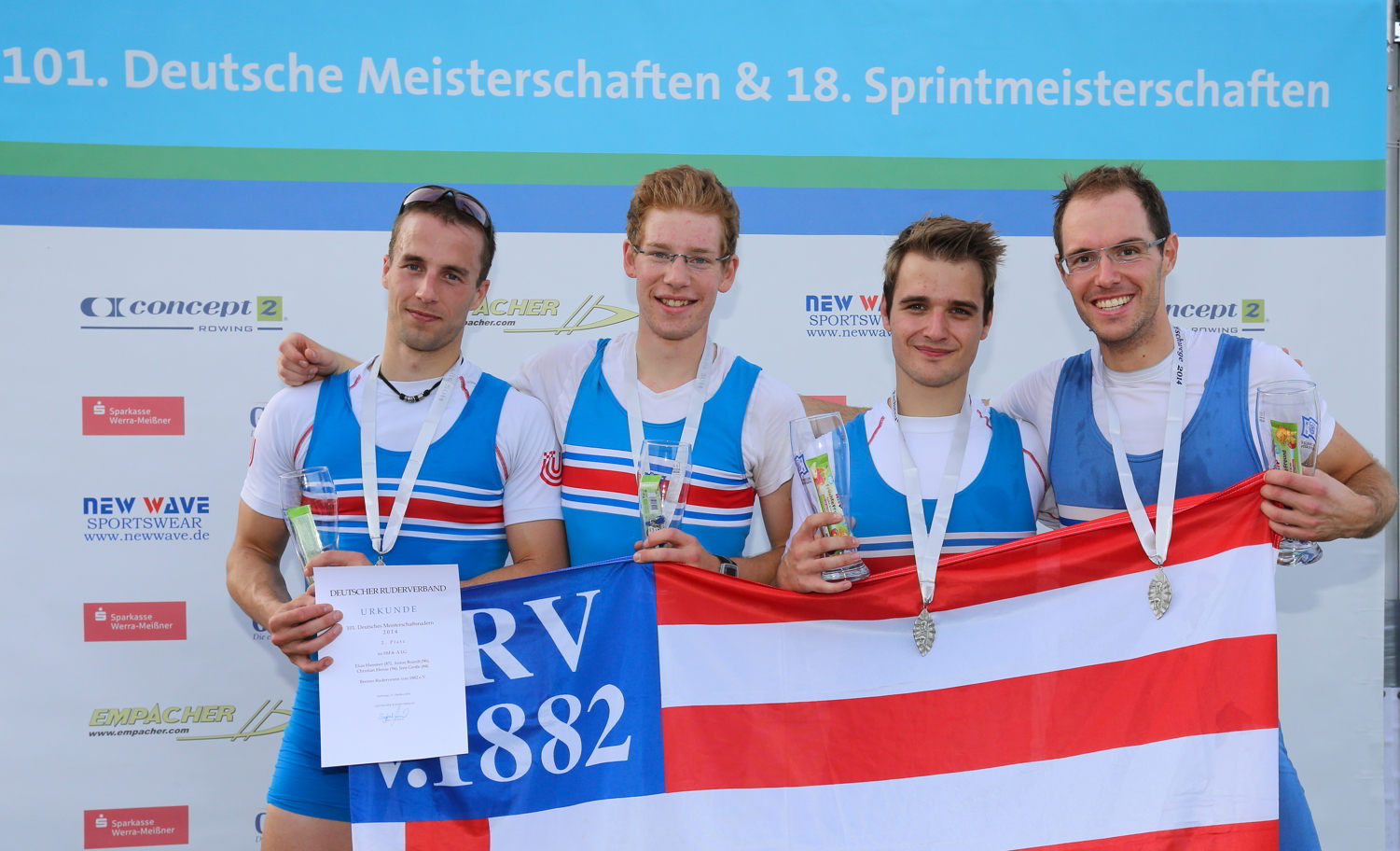 Jens Grosse, Christian Henze, Anton Brandt und Elias Hammer Silber im LM 4-